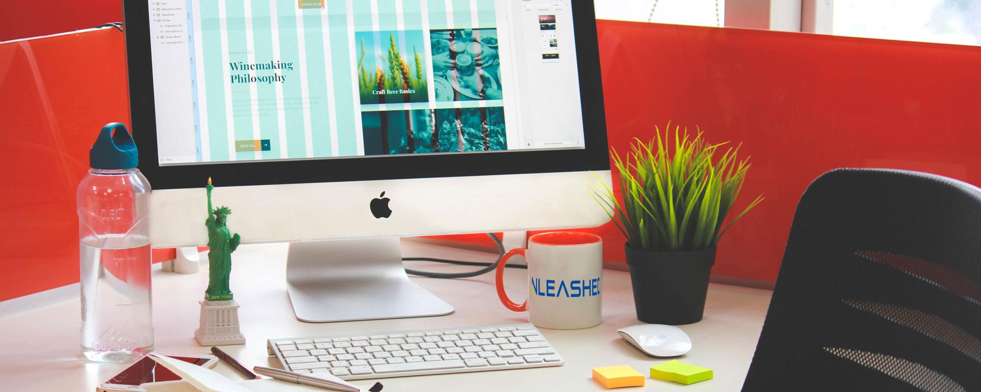 website design on computer screen 